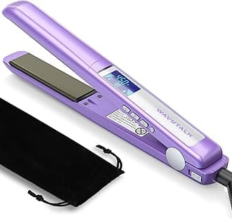 Pro Flat Iron Hair Straightener, 100% Pure Titanium Flat Iron for Easy Glide, Straightener and Curler for All Hairstyles, Dual Voltage (Purple)
