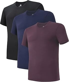 DAVID ARCHY Men's Undershirts Micro Modal Ultra Soft T-Shirts Stretch Moisture-Wicking Crewneck/V-Neck Tees for Men, 3-Pack