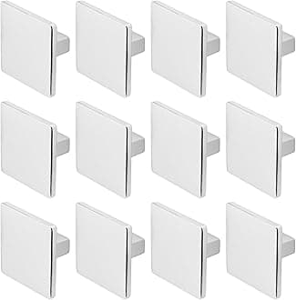 Decoranddecor Calla Square Cabinet Knob Door Pull Handle Kitchen Cupboard Furniture Drawer (12 Pack, Polished Chrome)