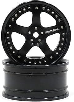 hobbysoul 2pcs RC 1/10 Aluminum Alloy Wheel Rims Hex 12mm Adjustable Offset Black Color Fit 1:10 RC On Road Drift Touring Car Tires