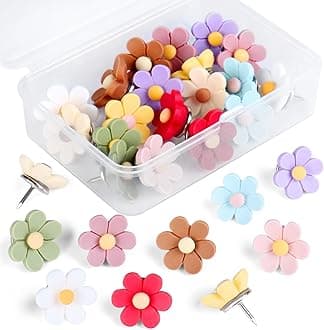 30pcs Flower Push Pins,Push Pins for Cork Board Decorative Thumb Tacks Cute P...