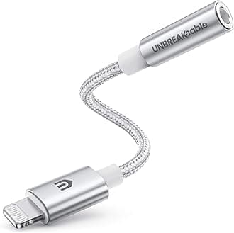 UNBREAKcable Headphones Adapter for iPhone, MFi Certified Lightning to 3.5mm Jack Converter with Apple Original Chip Compatible for iPhone 14/13/12/11/Pro/SE/Xs MAX/XR/X/8/iPad/iPod - Silvery
