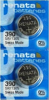 Renata 390 SR1130SW Batteries - 1.55V Silver Oxide 390 Watch Battery (2 Count)