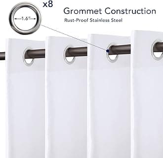 PureFit Outdoor Curtains for Patio Waterproof Weatherproof, UV Resistant Outside Curtains for Gazebo, Front Porch, Pergola, Sun Blocking Privacy Curtain, 52W x 120L inch, Set of 2, White