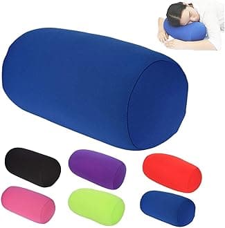 Microbead Bolster Tube Pillow Travel Essentials Body Cushion Cylinder Bean Bag Throw Pillow Neck Arm Back Support for Plane Car Travel Recliner Sleeping Home Gift (Blue)