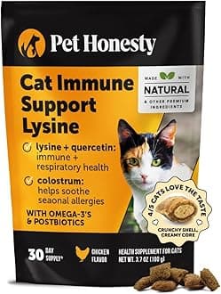 Cat Immune Support Lysine – Allergy Relief & Immune Health Supplement for Cats with L-Lysine, Colostrum, Quercetin & Omega-3 – Soothes Sneezing, Runny Nose & Itchy Skin Chicken, (30-Day Supply)