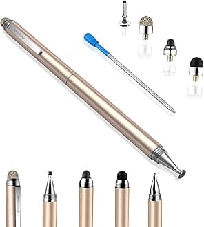 Penyeah Stylus Pens For Touch Screens-[4-In-1]High Sensitivity&Precision Touch Screen Stylus Disc Tip,Black Rubber Tip&Mesh Fiber Tip Universal For All Capacitive Touch Screen Device,For Laptop(Gold)
