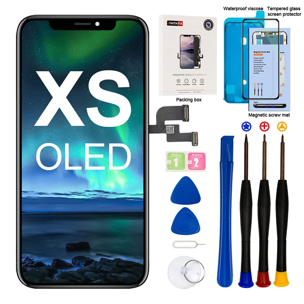 EFAITHFIX for iPhone XS OLED Screen Replacement Black (5.8'')