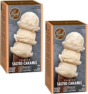 Triple Scoop - Premium Salted Caramel (2) Ice Cream Mix For Ice Cream Maker. Simple, Easy, Delicious. From Gourmet Mix To Maker in 5 Minutes, Makes 2 Creamy Qrts, Made in USA (2 Pack, Salted Caramel)