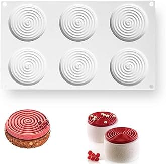 OCPO KITCHEN Spiral Silicone Molds for Baking Mousse Cake, 3D Tourbillon Silicone Baking Molds for French Dessert Pastry Chocolate Cupcake Ice Cream Cake Decoration Mold Spiral Shape (6-Cavity)