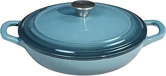 Braiser Enameled Cast Iron Braiser 2.25 qt Braiser Pan with Lid Slateblue Shallow Cast Iron Casserole Braiser Pan with Handels