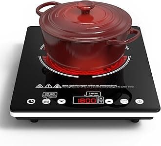Single Burner Electric Cooktop 1800W - 110V Electric Stove Top Burner Portable Stove with Touch Control 9 Power Level - Induction Cooktop with Child Safety Lock Timer for Home Camping