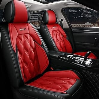 Front and Back Seat Covers 5 Pieces For Ford Mustang 2004-2023 Leather Cushion Protector Waterproof Vehicle Covers,(Color:black red)