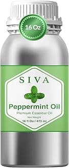 Siva Peppermint Essential Oil - 16 Fl Oz – 100% Natural Peppermint Oil - for Diffuser, Face, Skin Care, Aromatherapy, Hair Care, Scalp and Body Massage