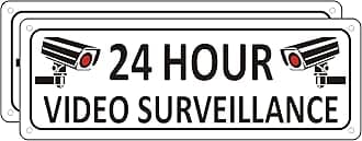 i-CowFun (2 Pack) Heavy-duty Video Surveillance Signs Outdoor, 10" x 3.5" Metal Security Camera Sign for Home, Aluminum Camera in Use Warning, Rust Free, Fade Resistant (White)