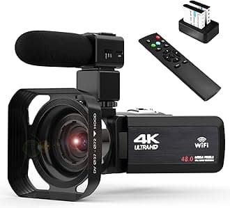 4k Video Camera Camcorder with 18X Digital Zoom,48MP Vlogging Camera for YouTube,3.0-inch IPS 270° Rotating Touchscreen,Microphone,Remote Control,IR Night Vision & 2 Batteries(Black)