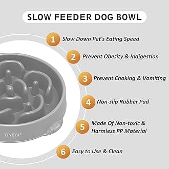 YINEYA 4 Cups Slow Feeder Dog Bowls Large Breed, Anti-Choking Pet Supplies, Maze Dog Food Bowl, Puzzle Feeder That Slow Down Eating 2PCS