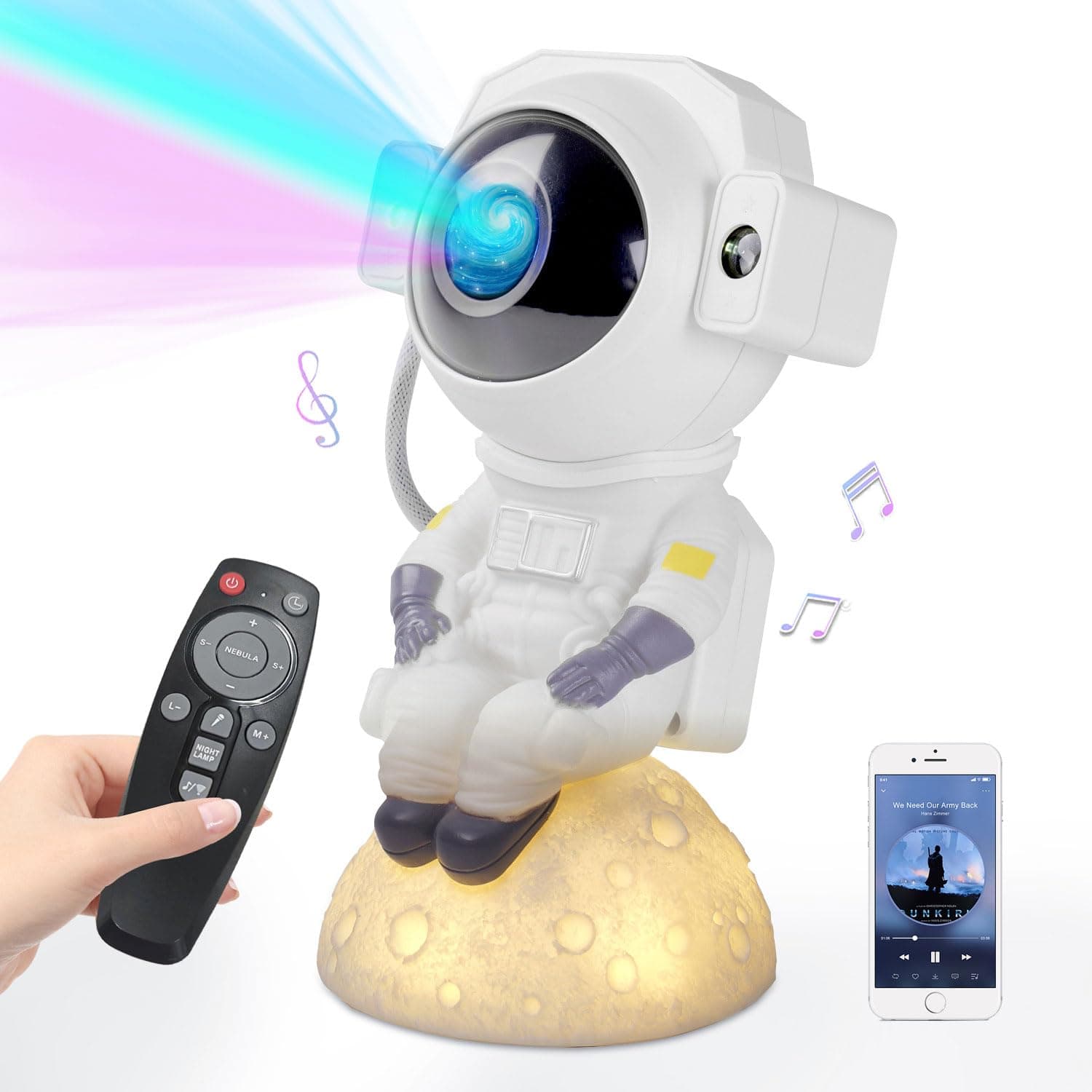 Astronaut Star Projector Galaxy Night Light,with Timer， Remote & Bluetooth Speaker, 360° Adjustable Multiple Colors Projections Star Night Light Projector for Kids Adults Bedroom
