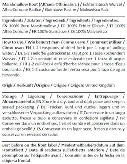 Marshmallow Root/Althaea Officinalis L/Marshmallow Root # Herba Organica # Wild Marshmallow, White Mallow, Officinal Marshmallow (100g)