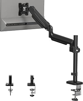 BONTEC Single Monitor Arm Desk Mount for 13-34 Inch Screens, Adjustable Gas Spring Arm with Tilt, Swivel, Rotation, VESA 75x75mm 100x100mm, Holds up to 19.8lbs, C-Clamp & Grommet Base, Ergonomic StandRecycled Claim Standard Blended