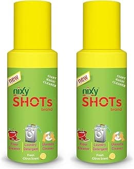 Nixy SHOTs Spray Queen Size (Pack of 2) - Laundry detergent, Floor Cleaner and Utensils Cleaner (Multi Task cleaner) - Citrus Lemon Fresh