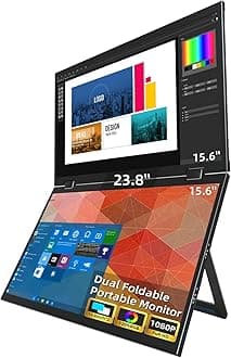 Triple Screen 15.6" Portable Foldable Monitor Dual Screen with VESA Extender 1080P FHD IPS for Laptop PC 360°Rotation Kickstand for Windows MAC OS Smartphone,PS5,Switch