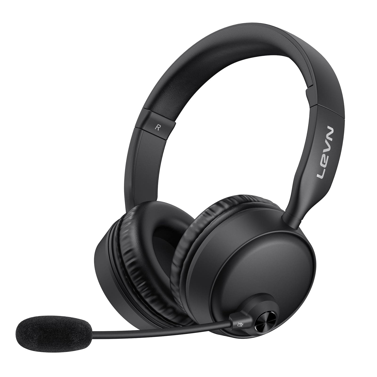 LEVN Bluetooth Headset with Microphone, Wireless Headset with Mic & Mute Button, 60 Hrs Working Time, Noise Cancelling Bluetooth Headphomes 5.3 Multipoint Connect to Cell Phone/Mobile/Laptop/Tablet/PC