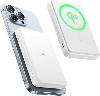 ESRfor MagSafe Power Bank, Ultra-Compact 10,000mAh MagSafe Portable Charger, Qi2 Certified 15W Ultra-Fast Battery Pack, 27W USB-C MagSlim Charger with Cable for iPhone 17/16/15/14/13/12, White