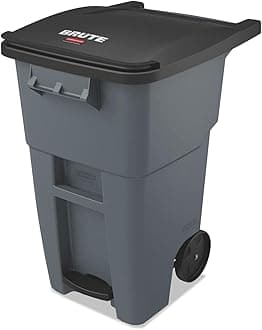 (Step On, 50G, Gray) - Rubbermaid Commercial 1971956 Brute Step-On Rollout Trash Can, 189.3l189 L, 100cm Height, 60cm Width, Grey