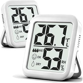 Antonki 2 Pack Room Thermometer for Home Indoor Hygrometer Humidity Meter Gauge Digital Temperature and Humidity Sensor Monitor for House Terrarium Incubator Greenhouse - Battery Included