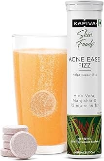 Skin Foods Acne Ease Fizz | Reduces & Marks Naturally 20 Tablets Orange Flavour