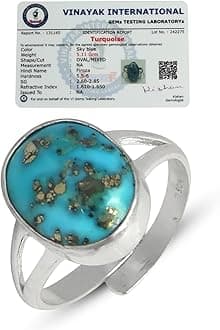 Reiki Crystal Products Natural Certified Silver Gemstone Adjustable Ring Yellow Sapphire Emerald Hessonite Turquoise firoza Ruby Manik Panna Pukhraj Neelam Stone Ring for Women Men
