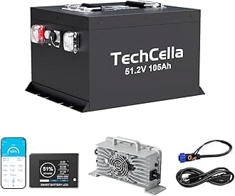 48V Lithium Battery Golf Cart 105Ah, 200A BMS, Touch Screen & Bluetooth, with 58.4V 22A Charger, Low Temp Cut Off, Max 10.24kW Power Output for EZ GO, Club Car, Yamaha Golf Cart