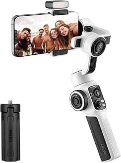 Smooth 5S Professional Gimbal Stabilizer for Smartphone, Handheld 3-Axis Phone Gimbal, Portable Stabilizer for Vlogging, YouTube, Tiktok, Live Video Compatible with iPhone and Android - White