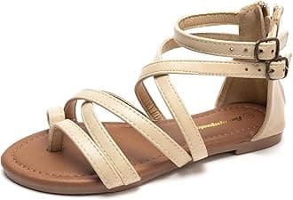 FUNKYMONKEY Girls Gladiator Strap Sandals Flat Fisherman Thong Cross Strappy Sandals