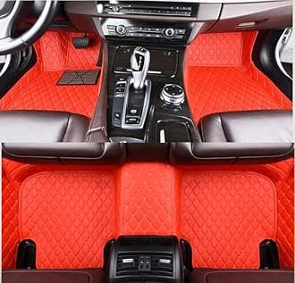 Custom Car Floor Mats Compatible with Mercedes-Benz A B C E G CL CLA CLK CLS ML EQA EQB EQC EQE EQS EQV GLA GLB GLC GLK GLS SLK SL SLC S R AMG GT Waterproof Car Mat (c-Red&Beige Line)