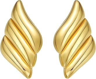 Geometric Rectangle Gold Stud Earrings Irregular Hammered Chunky Statement Square Earrings for Women Trendy