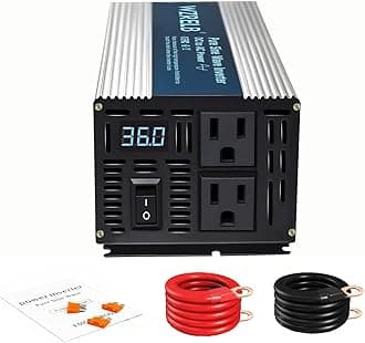 WZRELB 1200W Pure Sine Wave Inverter 36V DC to 110V 120V AC Power Converter with LED Display, Off-Grid Portable Power Inverter with 2 AC Outlets for Home, RV, Truck, Camping