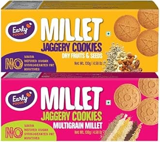 - Early Foods Assorted - Dry Fruit & Multigrain Millet Jaggery Cookies, 2 X 130 g | Sugarfree cookies | snacks for kids