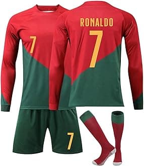 Portugal Football Kit for Kids,No.7 Football Training Long Sleeve Shirt,2024 ...