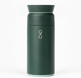 Brew Flask 12 oz | Insulated Travel Flask for Hot & Cold Drinks | Recycled Stainless Steel | Sustainable, Eco Friendly Gift (Forest Green)