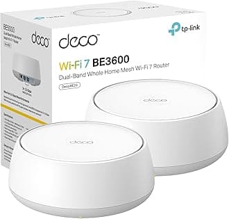 TP-Link Deco 7 BE23 Dual-Band BE3600 WiFi 7 Mesh Wi-Fi System | 4-Stream 3.6 Gbps, 160 Mhz | Covers up to 4,500 Sq.Ft | 2× 2.5G Ports Wired Backhaul | VPN,MLO,AI-Roaming, HomeShield, 2-Pack