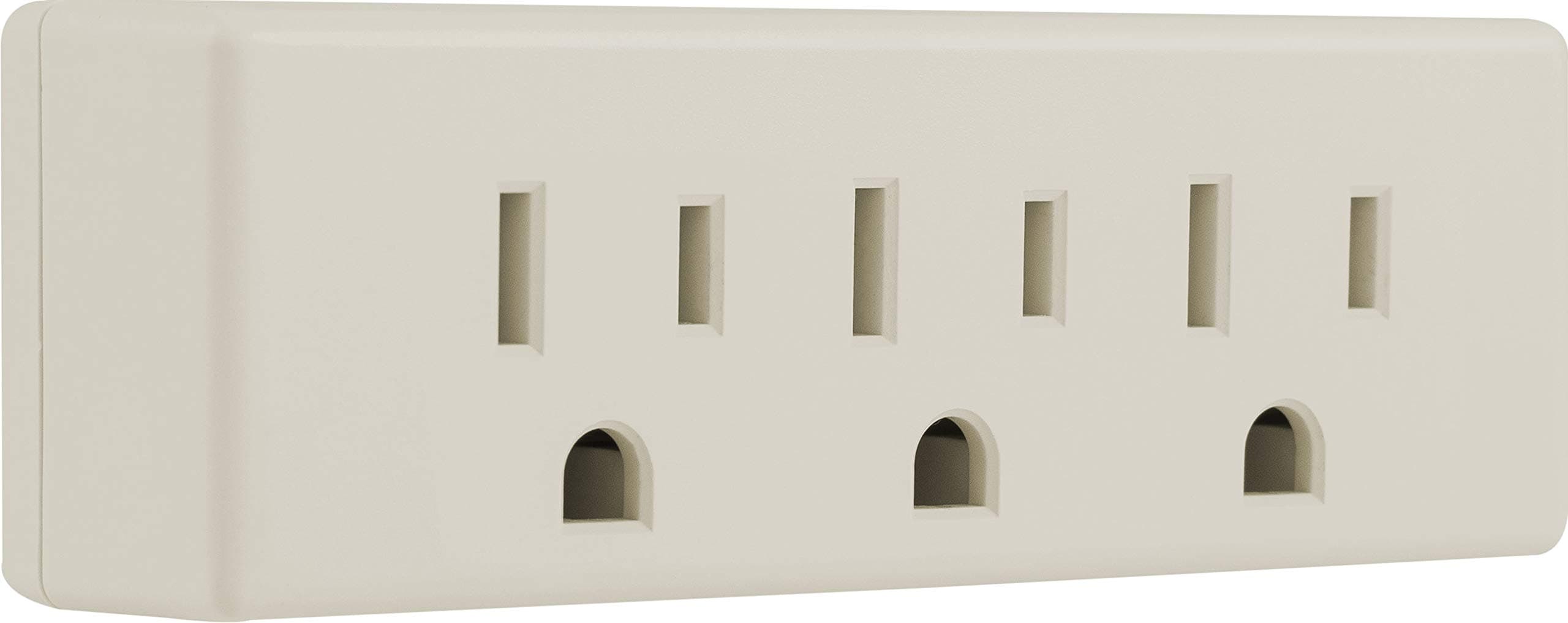 GE 3-Outlet Extender, Grounded Wall Tap, 3-Prong, Multiple Plug, Power Splitter, Cruise Essentials, Use for Home Office School Dorm, UL Listed, Light Almond, 54195