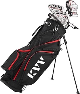 KVVMen’s Complete Golf Clubs Package Set Includes Driver, Fairway, Hybrid, 5#-P# Irons, Putter, Stand Bag, Head Covers, Right Handed