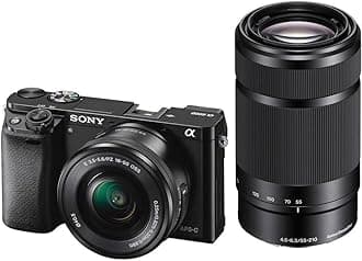 Sony Alpha a6000 Mirrorless Digital Camera w/ 16-50mm and 55-210mm Power Zoom Lenses Black