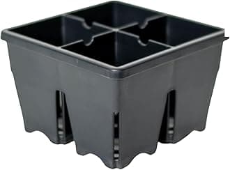 Reusable Seed Starter Tray - 4 Cell 3"/8 Seedling Starter Trays - Easy Watering, Indoor Greenhouse, Plant Starter, Gardener-Friendly for Seedlings | UV-Treated & BPA-Free - Black