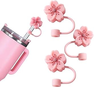 BTYHAOS Silicone Straw Caps for 10mm Tumblers | Reusable Dust-Proof Straw Toppers Compatible with Stanley 30oz & 40oz Tumbler (pink 3p)