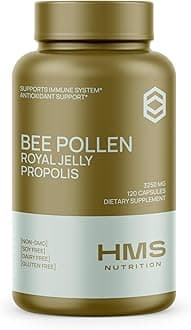 Bee Pollen 3,250 mg — 120 Vegetarian Capsules | Bee Pollen + Propolis & Royal Jelly Blend | High Potency Daily Immune & Wellness Support | Non‑GMO, No Fillers