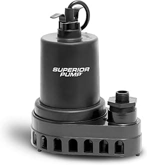 91570 3300GPH Thermoplastic Submersible Utility Pump with 10-Foot Cord, 1/2 HP