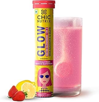- Glow- 20 Effervescent Tablets| Japanese Glutathione & Vit. C| Antioxidants for clear, glowing skin| Sugar-free, Strawberry-lemon flavour